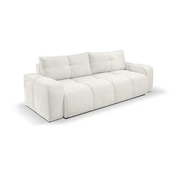 Rozkładana tapicerowana sofa trzyosobowa z pojemnikiem ALMADA beżowa