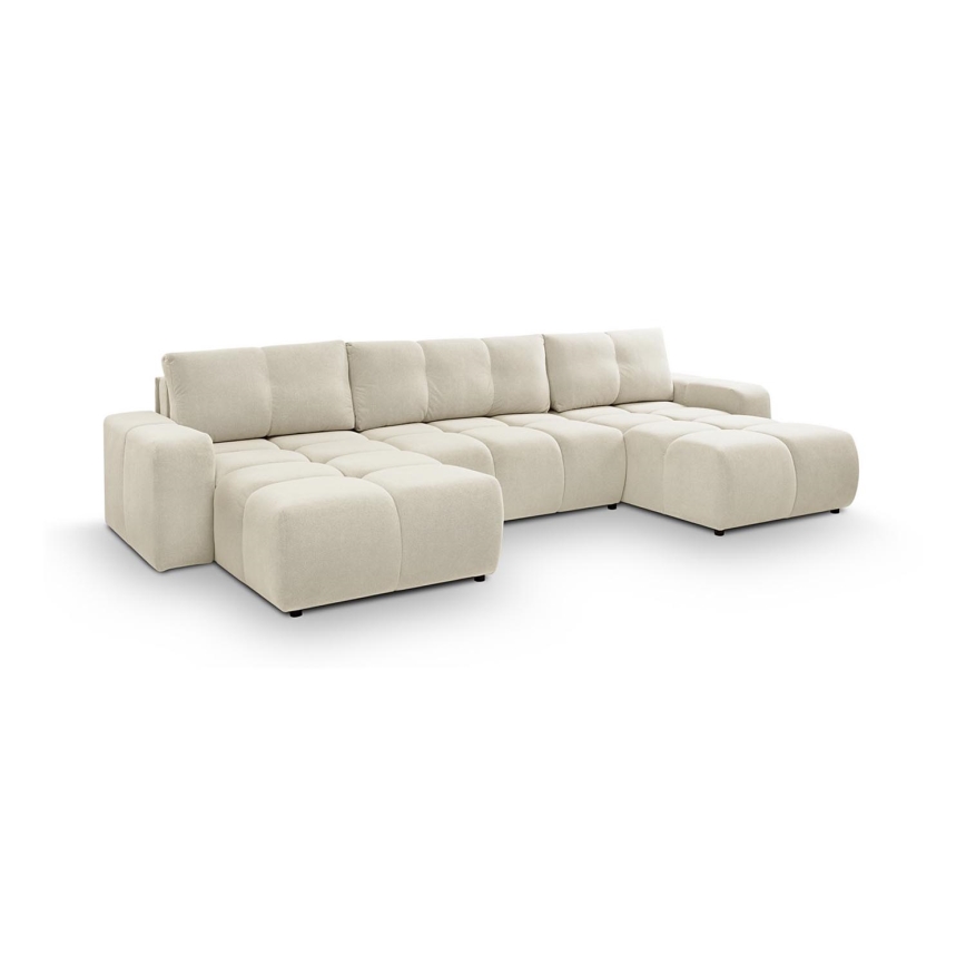 Rozkładana tapicerowana sofa z miejscem do przechowywania typu U ALMADA beżowy