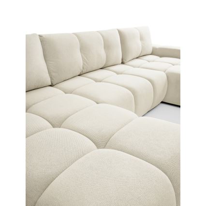 Rozkładana tapicerowana sofa z miejscem do przechowywania typu U ALMADA beżowy