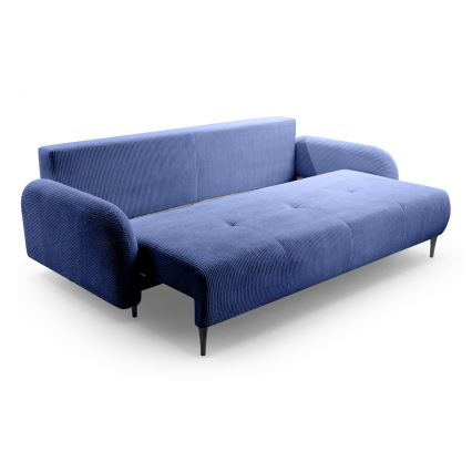 Rozkładana tapicerowana trzyosobowa sofa CLOUDY, niebieska