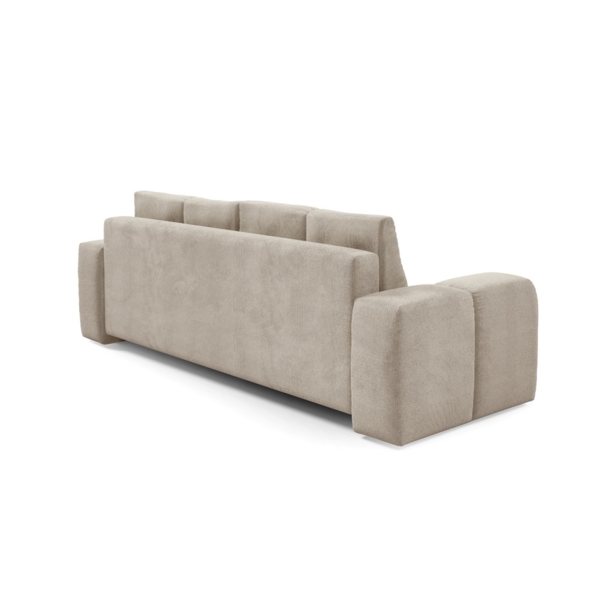 Rozkładana tapicerowana trzyosobowa sofa z pojemnikiem ALMADA beżowa