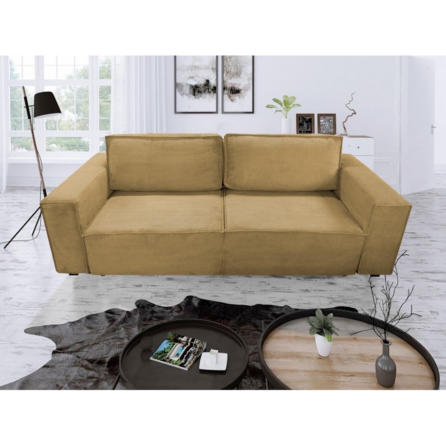 Rozkładana trzyosobowa sofa z pojemnikiem do przechowywania RONDA, pomarańczowa