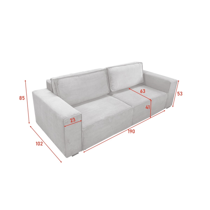 Rozkładana trzyosobowa sofa z pojemnikiem RONDA, beżowa