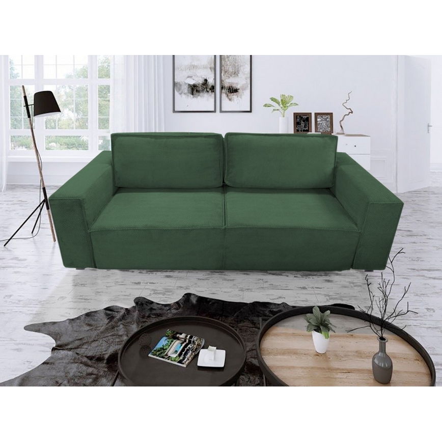 Rozkładana trzyosobowa sofa z pojemnikiem RONDA zielona