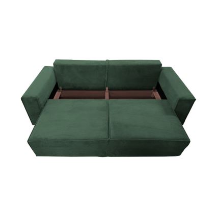 Rozkładana trzyosobowa sofa z pojemnikiem RONDA zielona