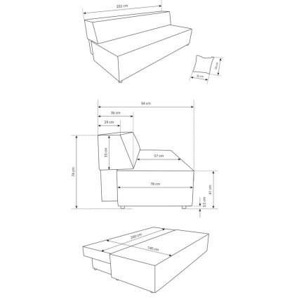 Rozkładana trzyosobowa sofa z pojemnikiem TERAMO beżowa
