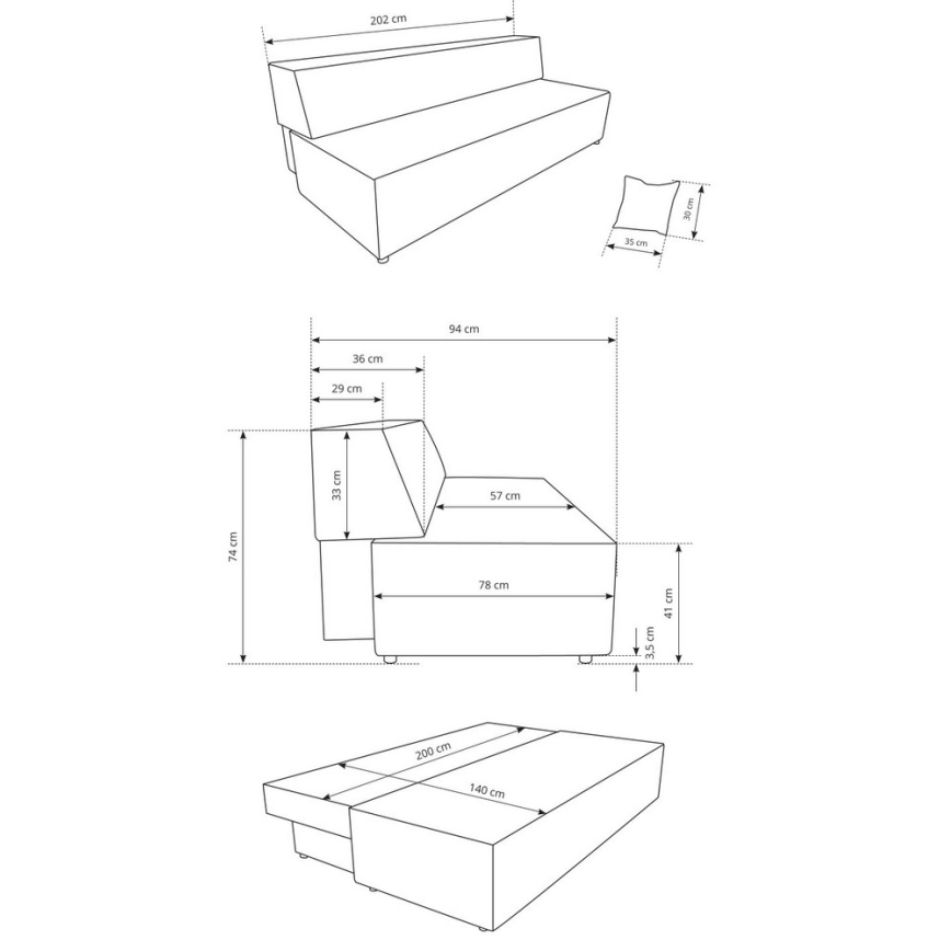 Rozkładana trzyosobowa sofa z pojemnikiem TERAMO beżowa