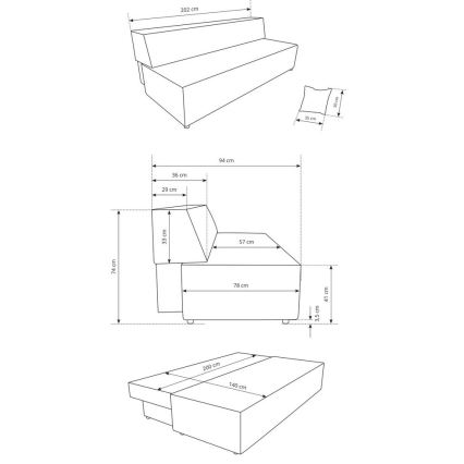 Rozkładana trzyosobowa sofa z pojemnikiem TERAMO beżowa