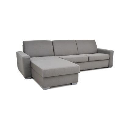 Rozkładany narożnik do codziennego spania z pojemnikiem na pościel w kształcie litery L LEKA lewy szary