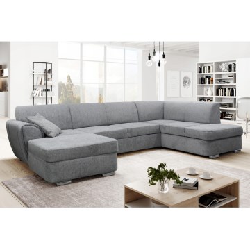 Rozkładany narożnik SERPA z pojemnikiem w kształcie U, prawostronny, szary