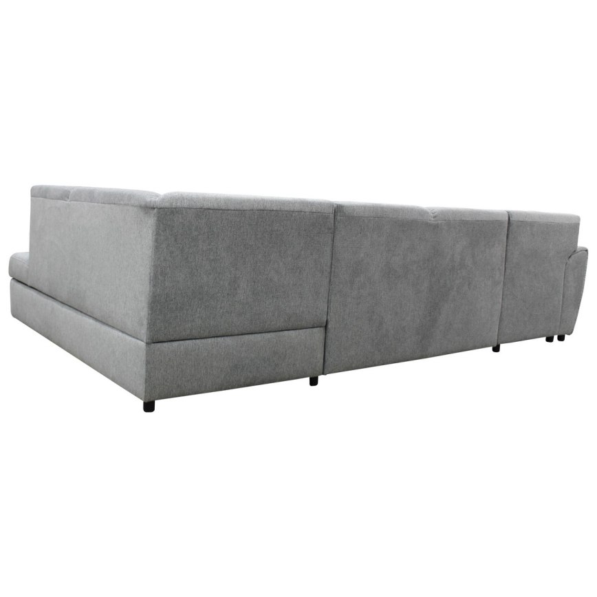 Rozkładany narożnik SERPA z pojemnikiem w kształcie U, prawostronny, szary