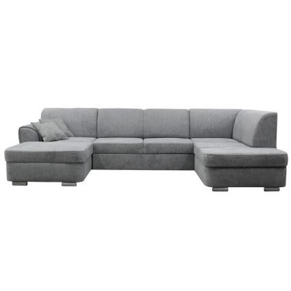 Rozkładany narożnik SERPA z pojemnikiem w kształcie U, prawostronny, szary