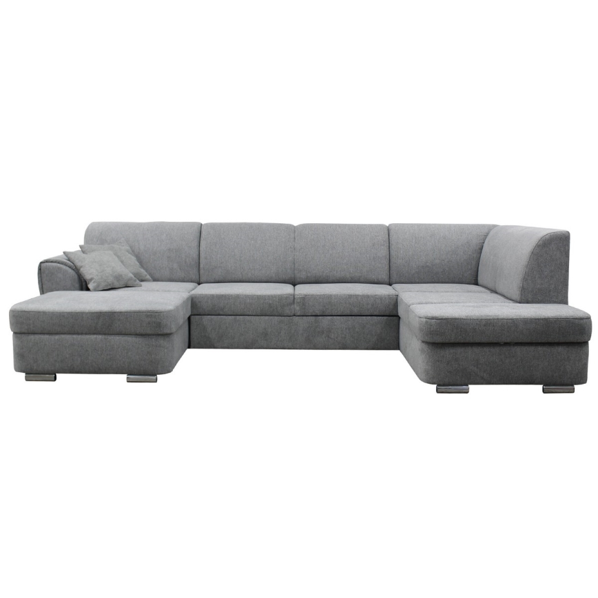 Rozkładany narożnik SERPA z pojemnikiem w kształcie U, prawostronny, szary