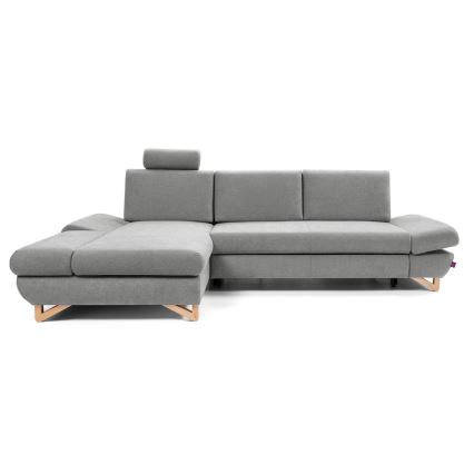 Rozkładany narożnik tapicerowany AVESTA w kształcie L z pojemnikiem, lewy, szary