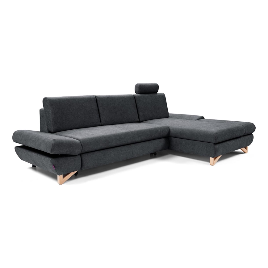 Rozkładany narożnik tapicerowany AVESTA w układzie L, prawostronny, antracyt