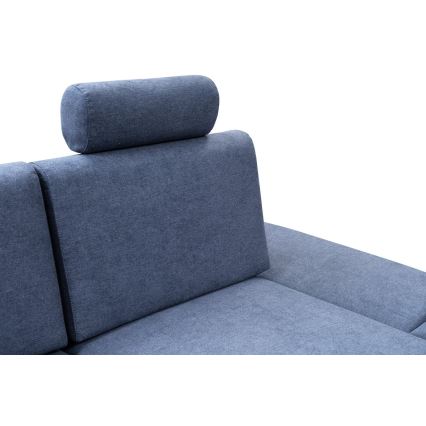 Narożnik rozkładany tapicerowany z pojemnikiem w kształcie L AVESTA — prawostronny, niebieski