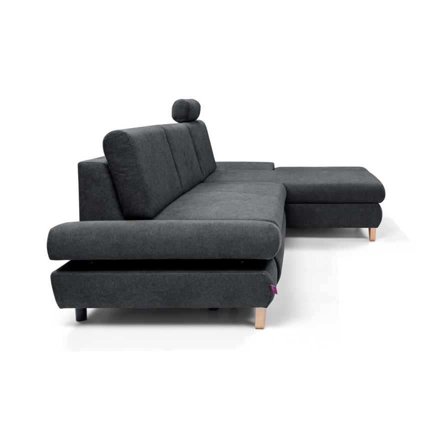 Rozkładany narożnik tapicerowany AVESTA w układzie L, prawostronny, antracyt