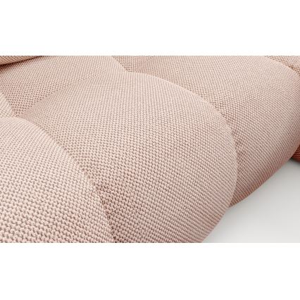 Rozkładana narożna sofa tapicerowana ALMADA z pojemnikiem, układ L, prawostronna, różowa