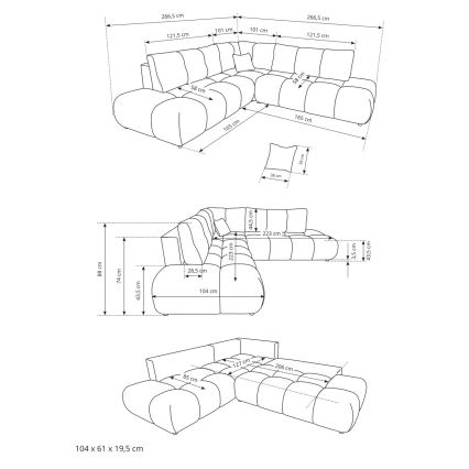 Narożnik rozkładany tapicerowany ALMADA z pojemnikiem, w kształcie litery L, prawostronny, beżowy