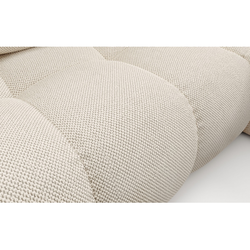 Rozkładany narożnik tapicerowany z pojemnikiem w układzie L ALMADA, prawostronny, jasnobeżowy