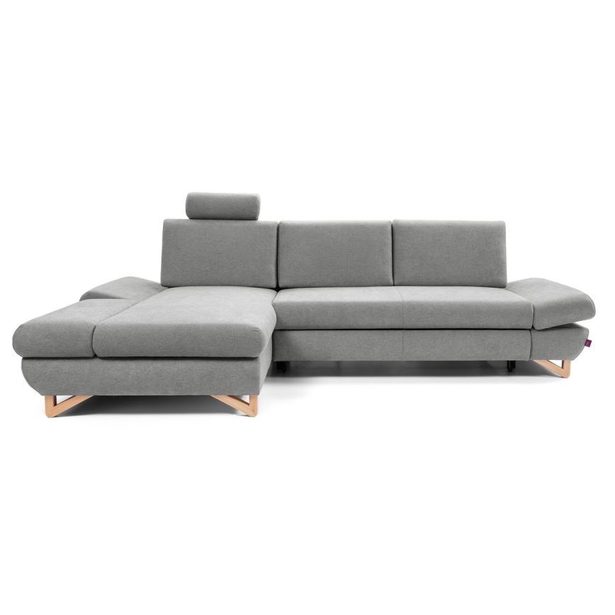 Rozkładana narożna sofa tapicerowana AVESTA w układzie L, lewa, szara