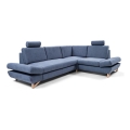 Rozkładany narożnik tapicerowany z pojemnikiem w układzie L AVESTA, prawostronny, niebieski