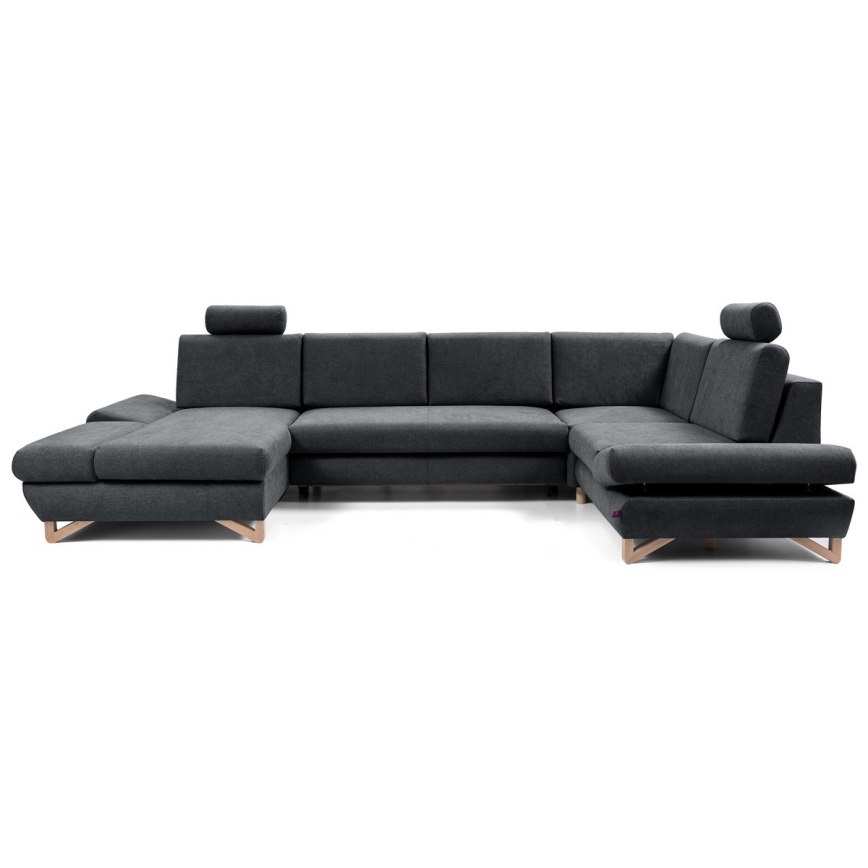 Rozkładany narożnik tapicerowany z pojemnikiem w układzie U AVESTA antracyt