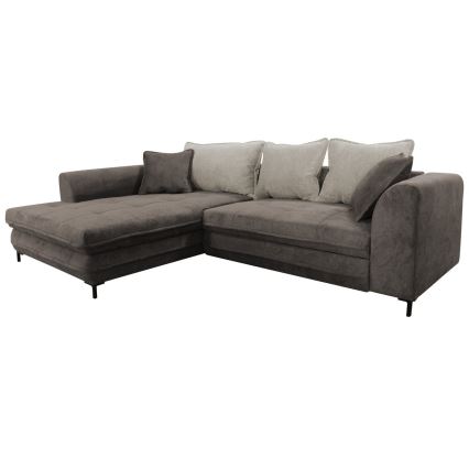 Rozkładany narożnik w kształcie L z pojemnikiem LAGOA lewy taupe/szary