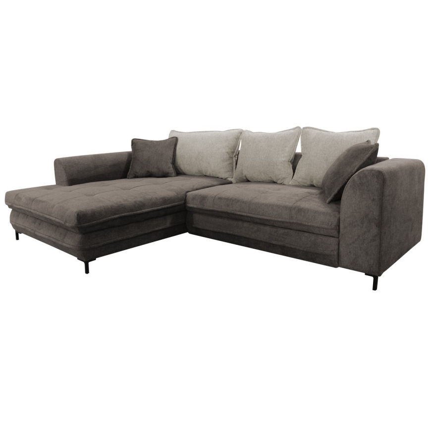 Rozkładany narożnik w kształcie L z pojemnikiem LAGOA lewy taupe/szary