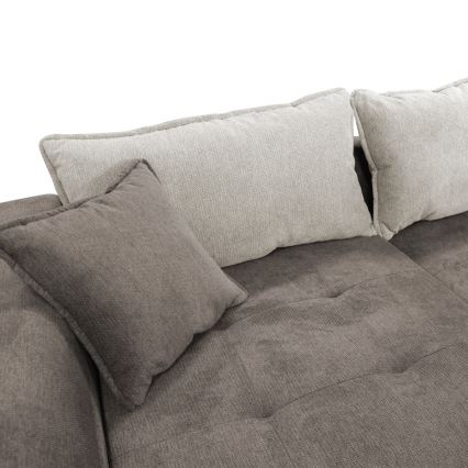 Rozkładany narożnik w kształcie L z pojemnikiem LAGOA lewy taupe/szary