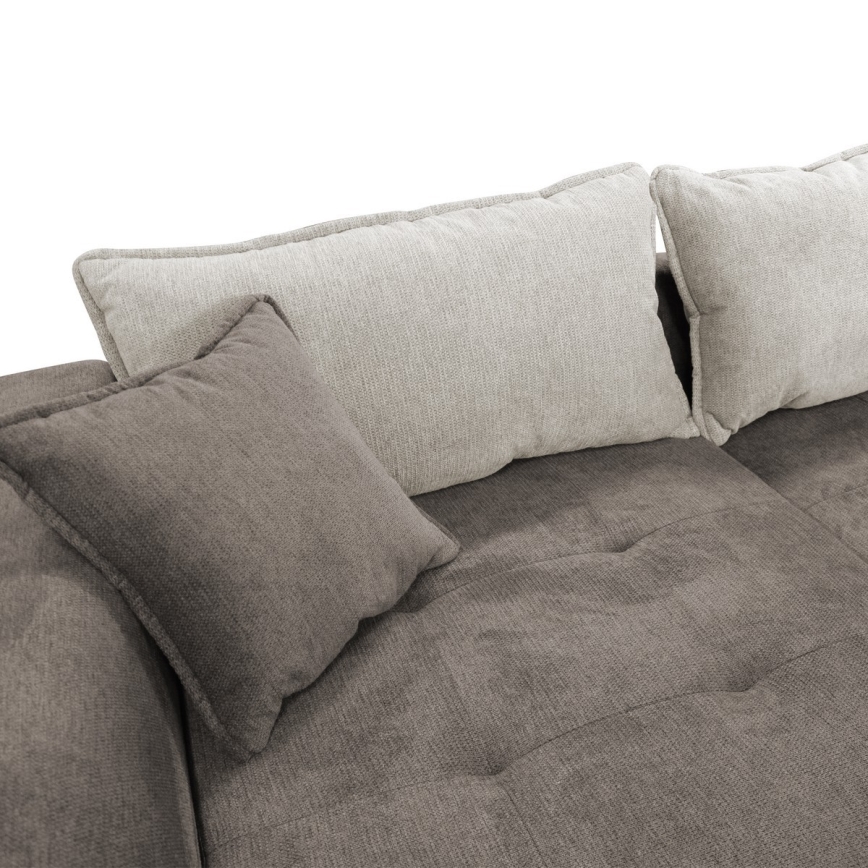 Rozkładany narożnik w kształcie L z pojemnikiem LAGOA lewy taupe/szary