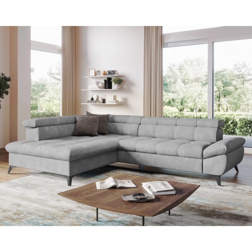 Rozkładany narożnik w kształcie litery L MARANO lewy szary