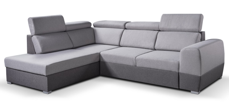 Rozkładany narożnik w kształcie litery L z pojemnikiem MATRIX szary lewy