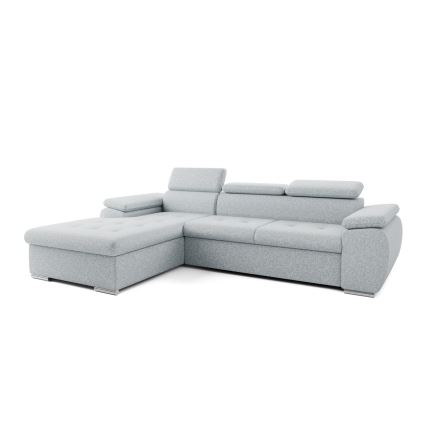 Rozkładany narożnik w układzie L z pojemnikiem PADUA szary lewy