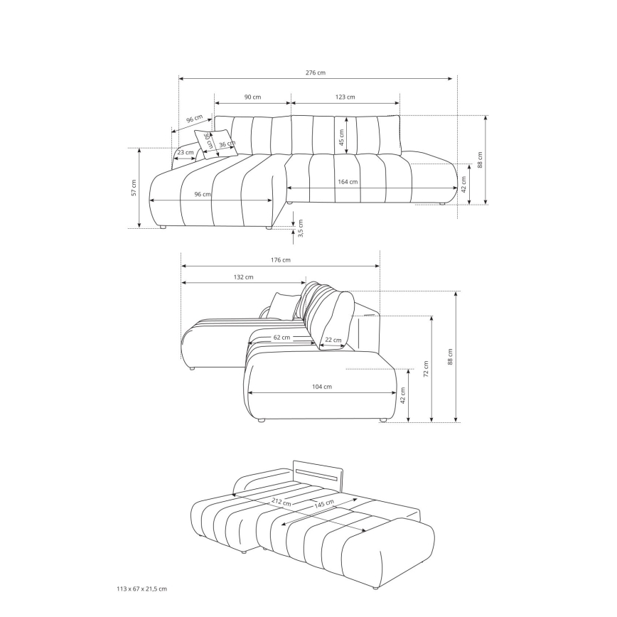 Rozkładany narożnik z pojemnikiem w układzie L DESIO, lewy, beżowy