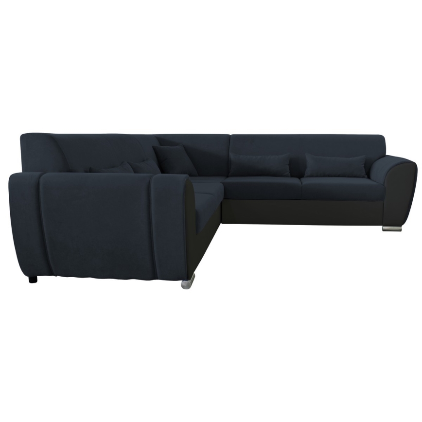 Rozkładany narożnik z pojemnikiem w kształcie litery L VISEU lewy, antracyt/czarny