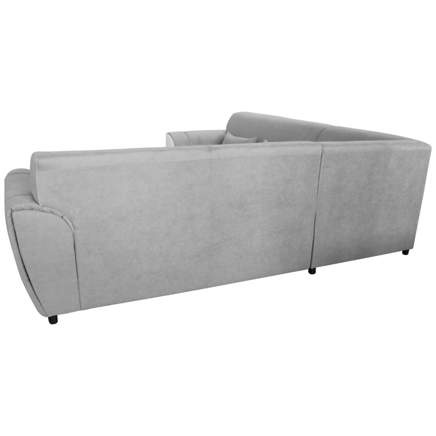 Rozkładany narożnik z pojemnikiem w układzie L VISEU, prawostronny, szary/biały