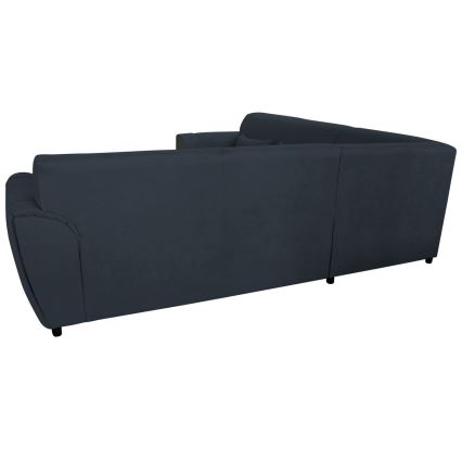 Rozkładany narożnik z pojemnikiem w układzie L VISEU, prawostronny, antracyt/czarny