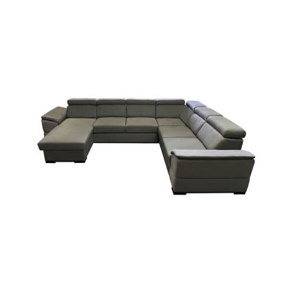 Rozkładany narożnik o uniwersalnym układzie w kształcie U z pojemnikiem na pościel GRANADA ciemnoszary