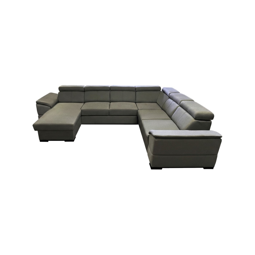 Rozkładany narożnik o uniwersalnym układzie w kształcie U z pojemnikiem na pościel GRANADA ciemnoszary