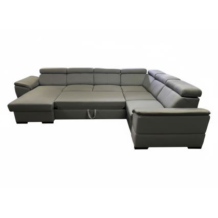 Rozkładany narożnik o uniwersalnym układzie w kształcie U z pojemnikiem na pościel GRANADA ciemnoszary