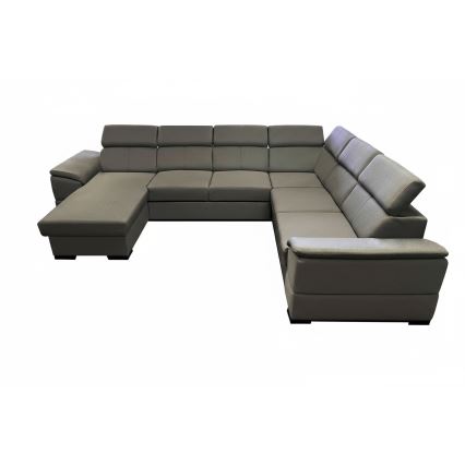 Rozkładany narożnik o uniwersalnym układzie w kształcie U z pojemnikiem na pościel GRANADA ciemnoszary