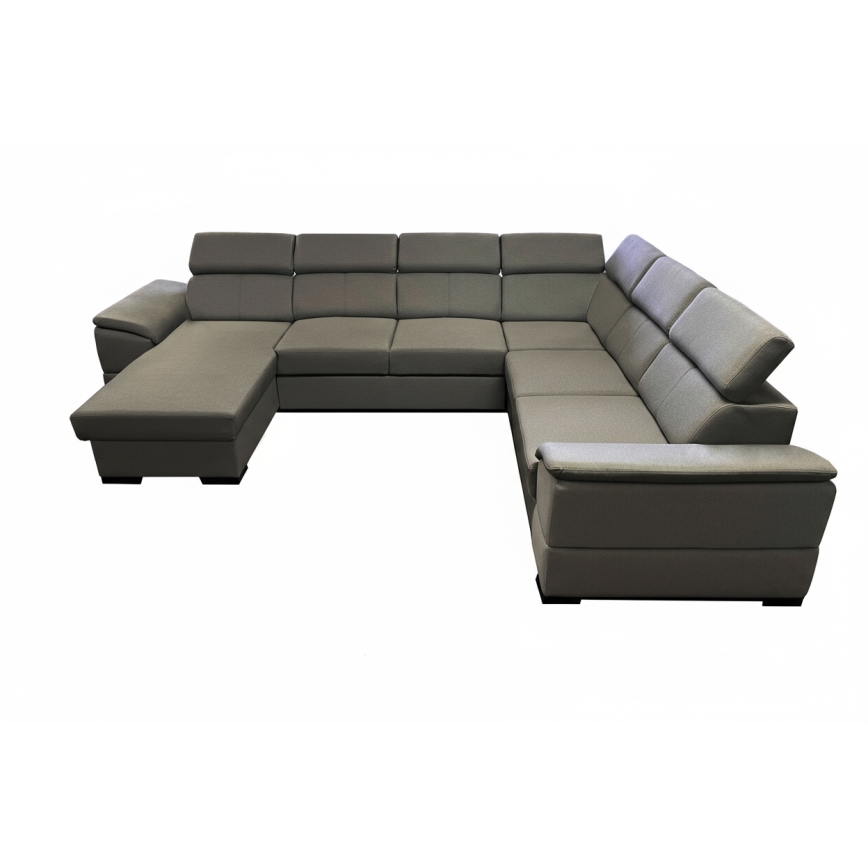 Rozkładany narożnik o uniwersalnym układzie w kształcie U z pojemnikiem na pościel GRANADA ciemnoszary