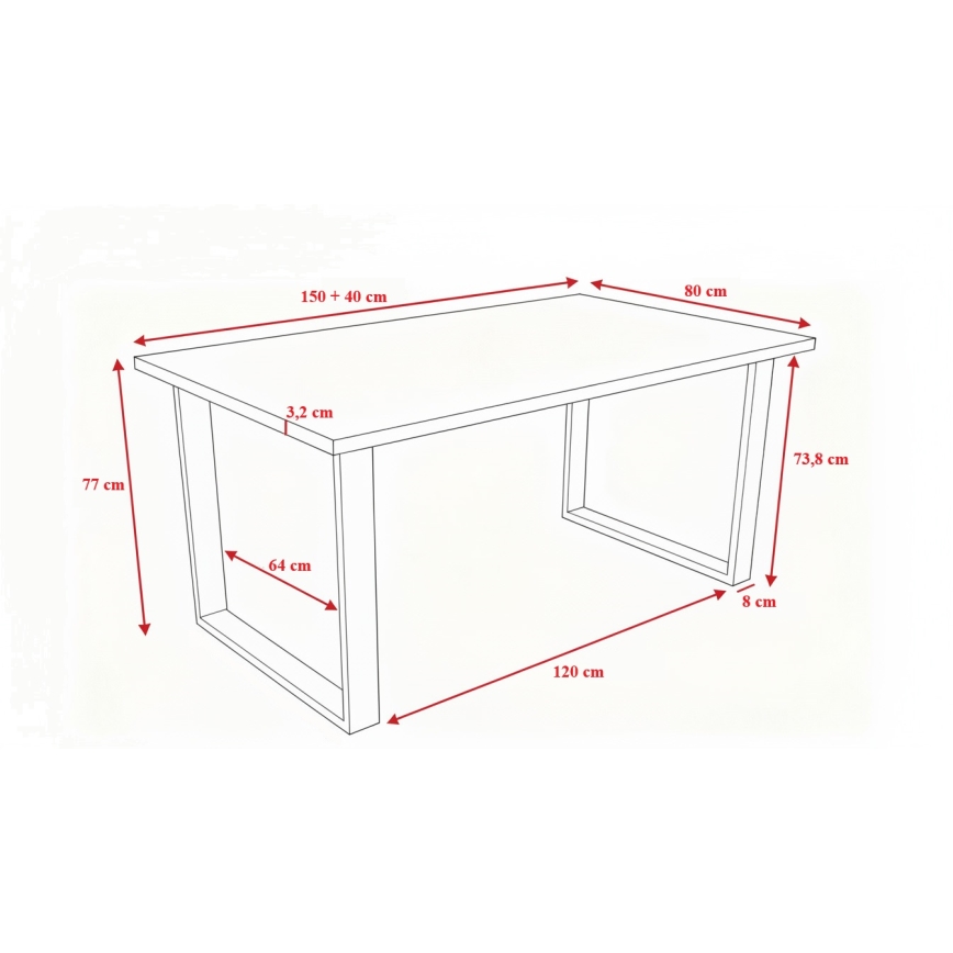Rozkładany stół jadalny COLIN szary