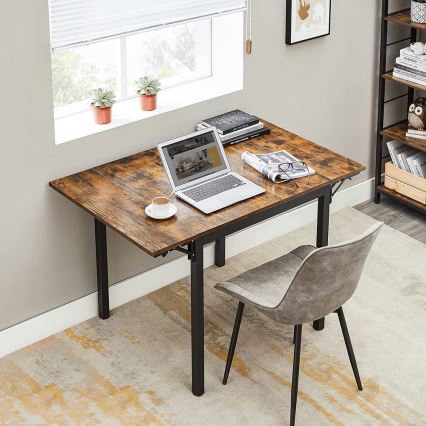 Rozkładany stół do jadalni ELDUR brązowy/czarny