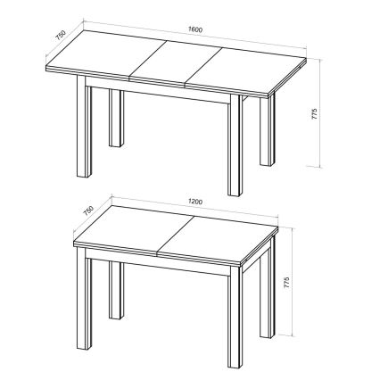 Rozkładany stół jadalniany DOO dąb artisan/czarny