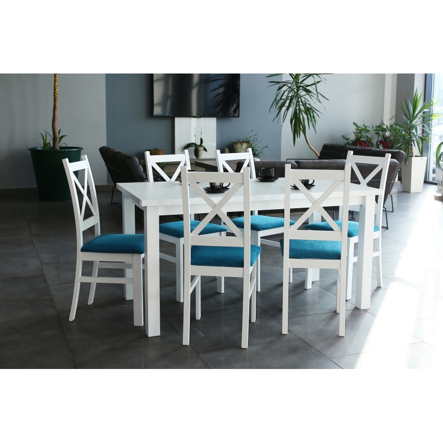 Rozkładany stół jadalny LIAM biały