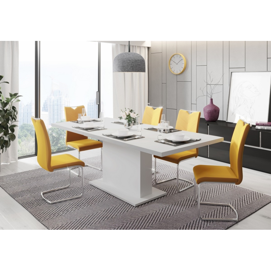 Rozkładany stół jadalny STRAP 160/200 x 90 cm biały