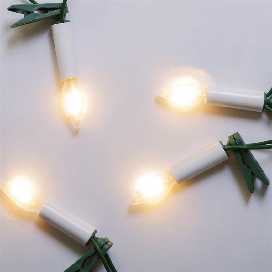 Rozszerzający LED zewnętrzny Łańcuch świąteczny FELICIA FILAMENT 20xE10 14m przezroczysty/ciepła biel IP44, wyprodukowano w UE