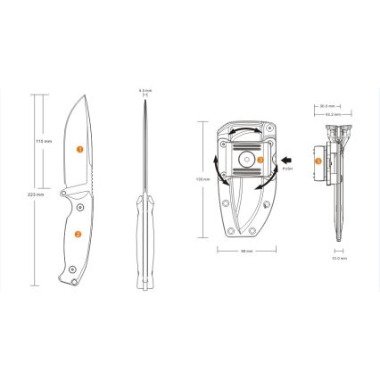 Ruike RUJF118B - Nóż JAGER 22,3 cm czarny